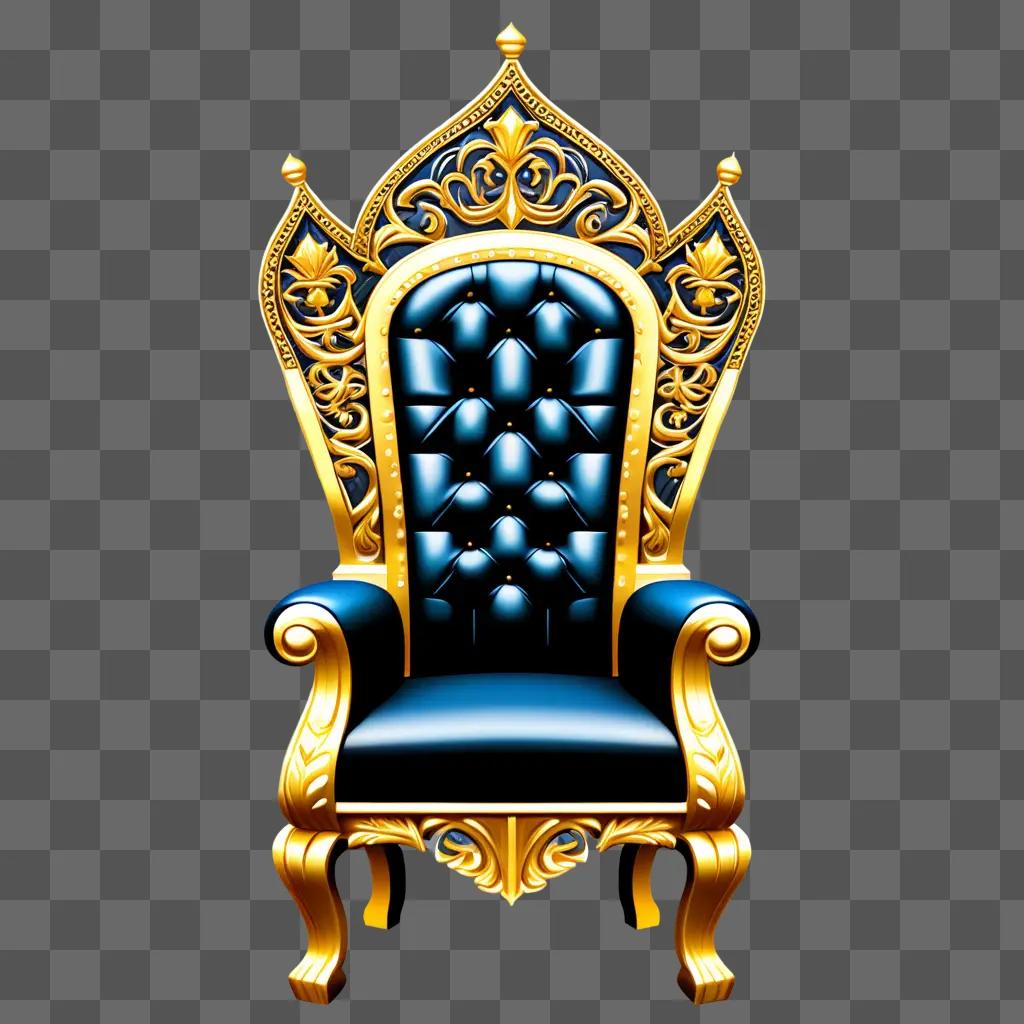 Gold throne chair against a beige background