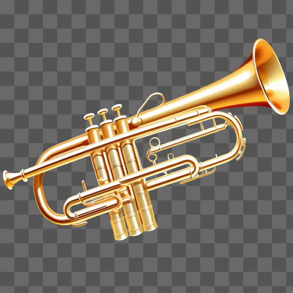 Gold trumpet clipart on a beige background