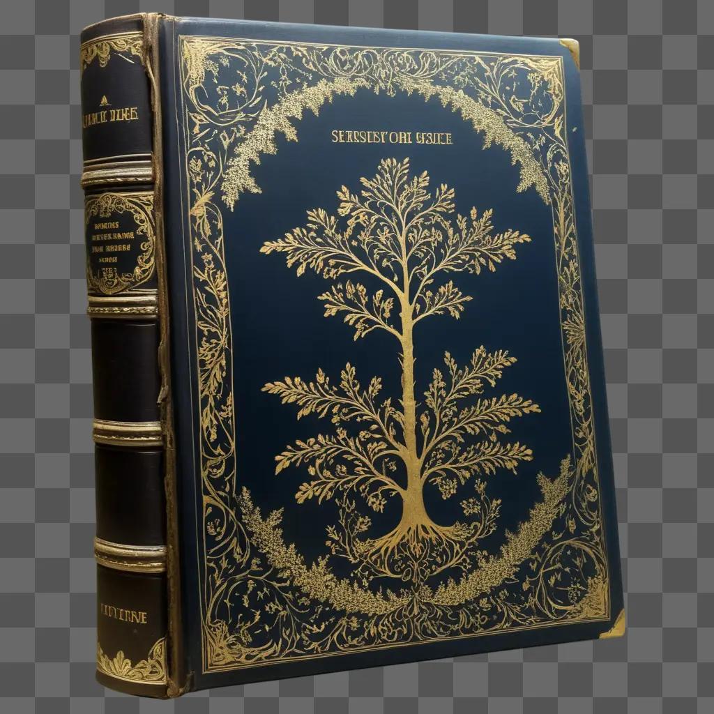 Golden old book with gold leaf and tree designs