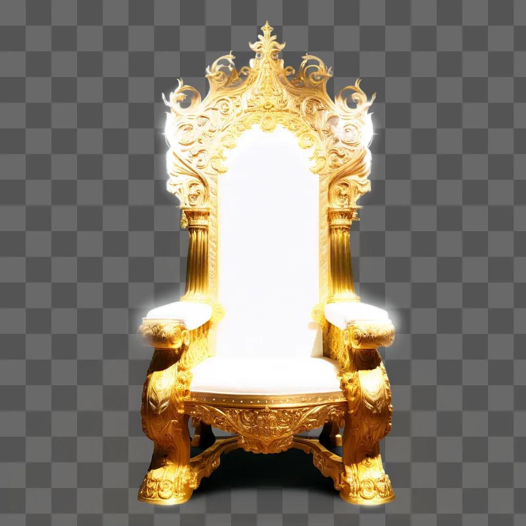 Golden throne chair with white light