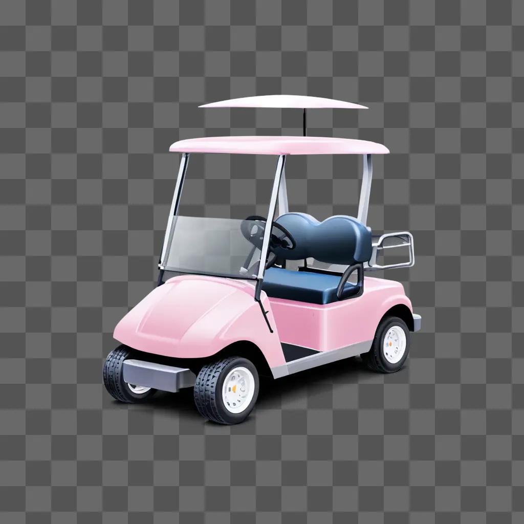 Golf cart painted in pink with blue interior