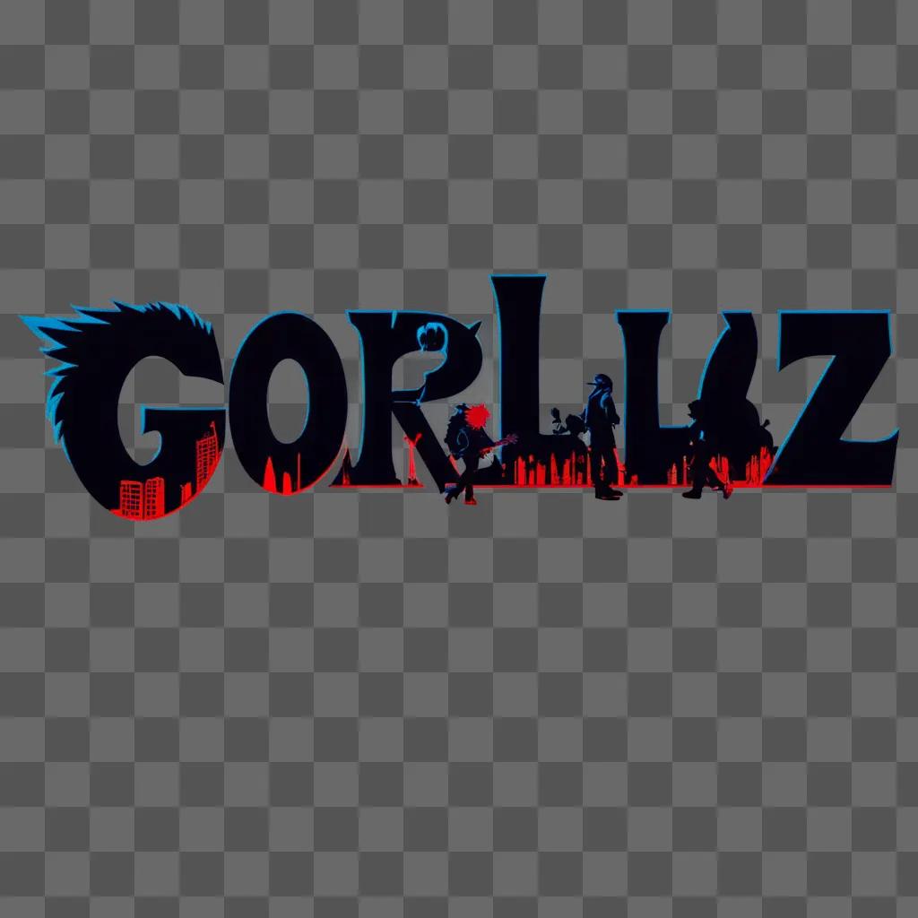 Gorillaz logo lit up against a black background