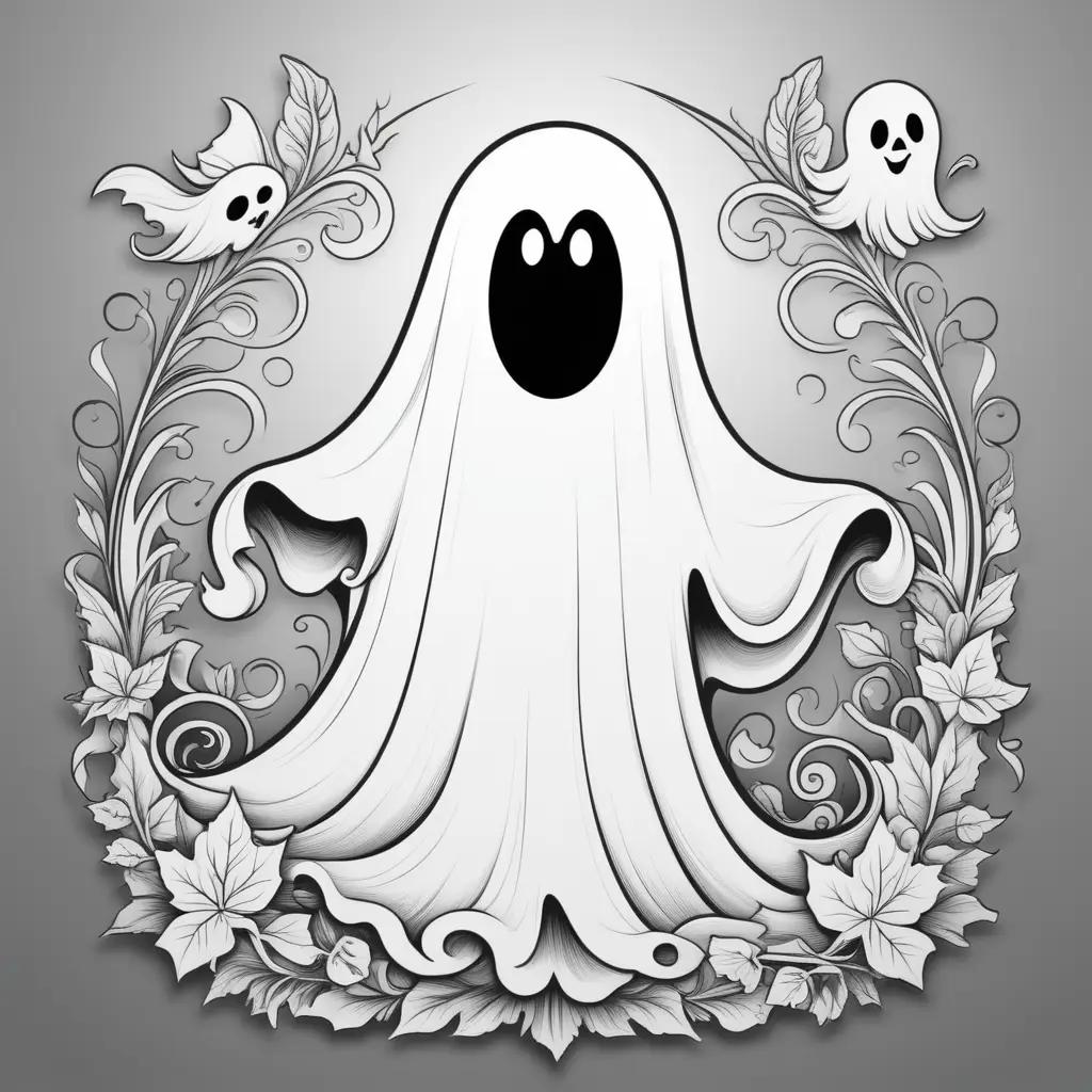 Gothic Ghost Coloring Page: A Halloween Haunt