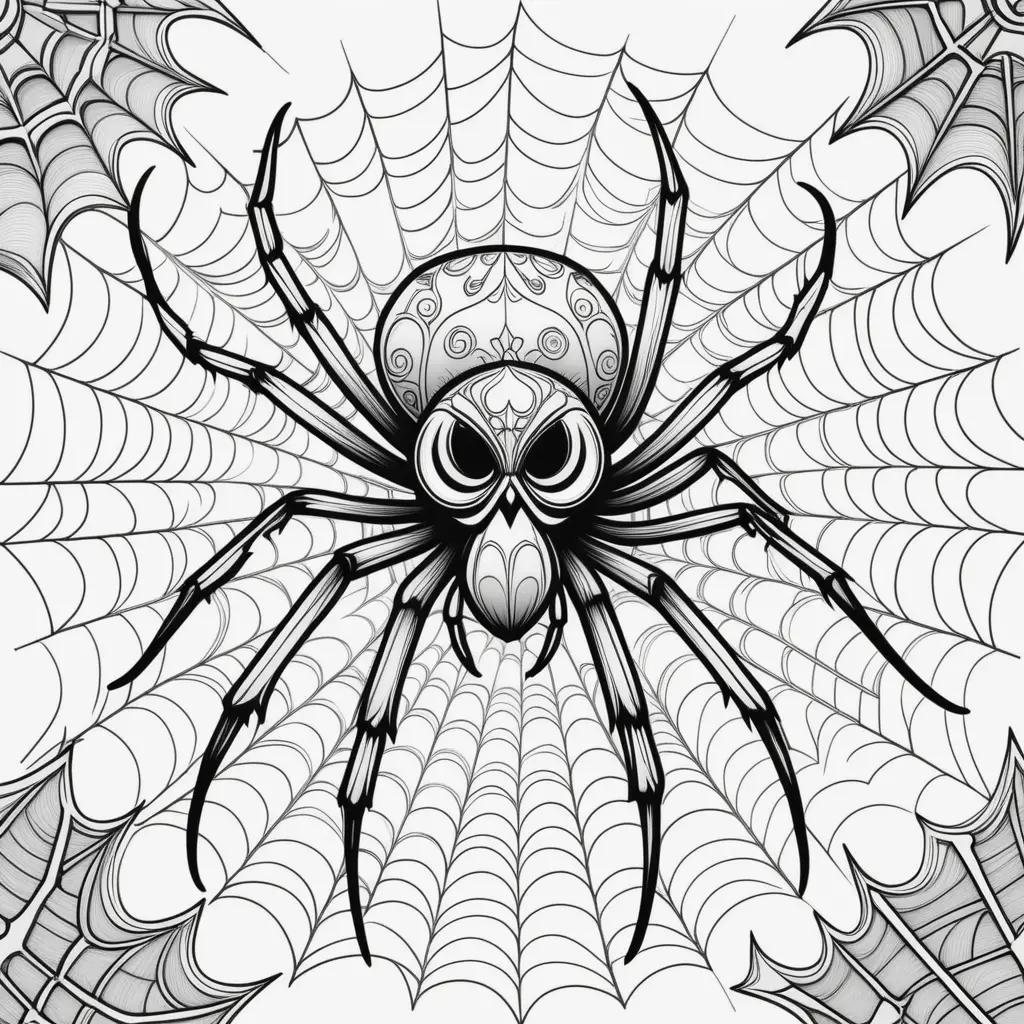 Gothic Spider Coloring Page for Halloween