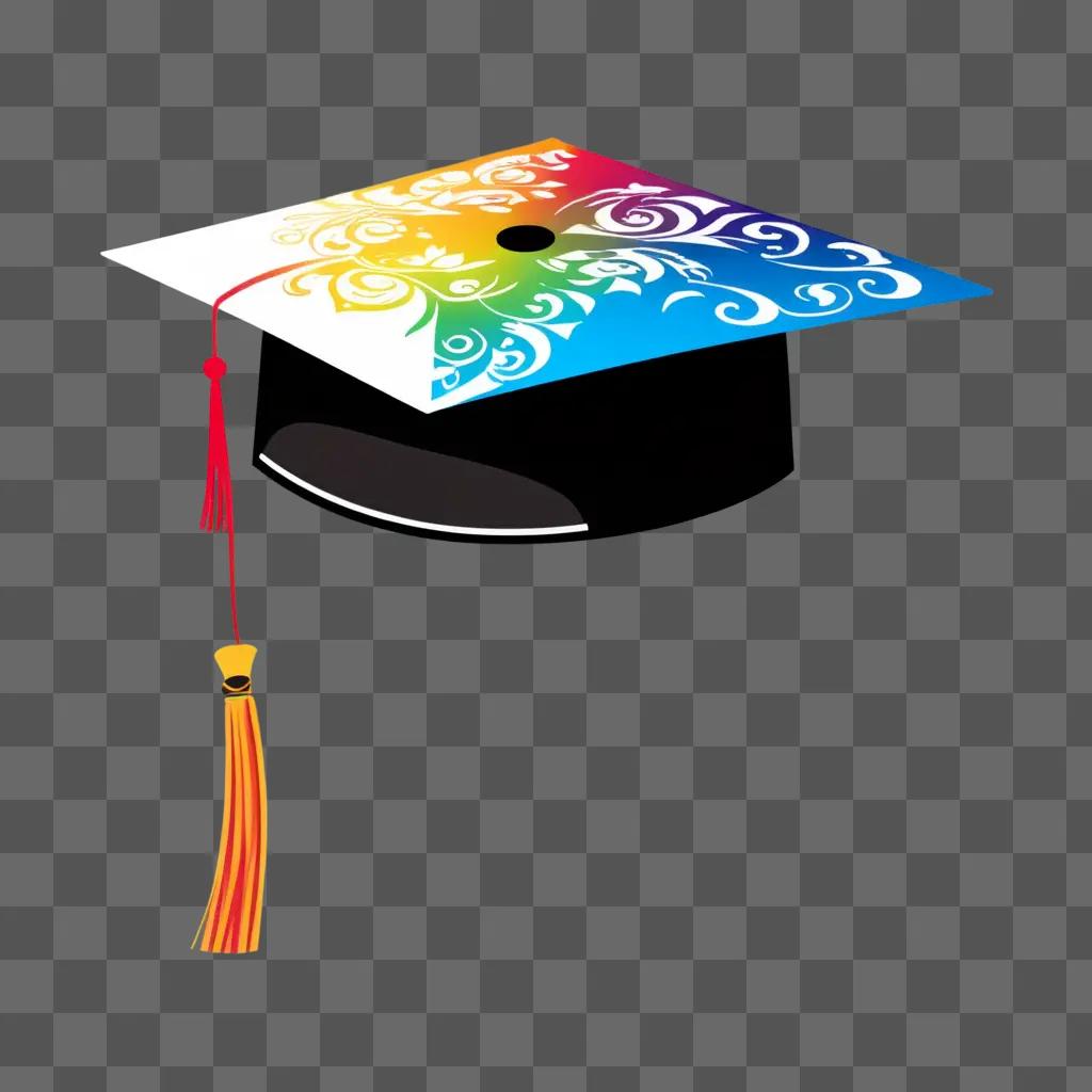 Grad Cap Clipart in Color with Fancy Design