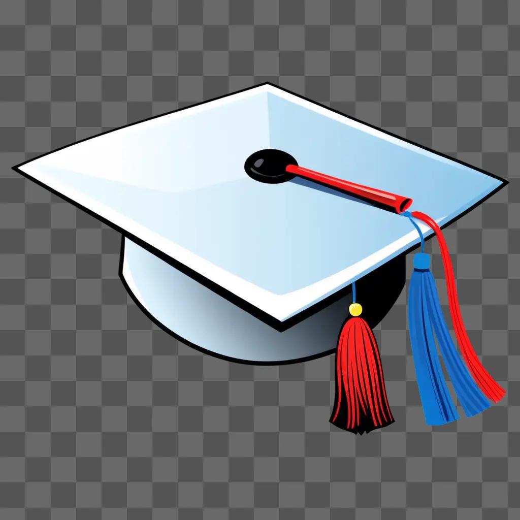 Grad cap clipart shows a graduation cap with a red tassel