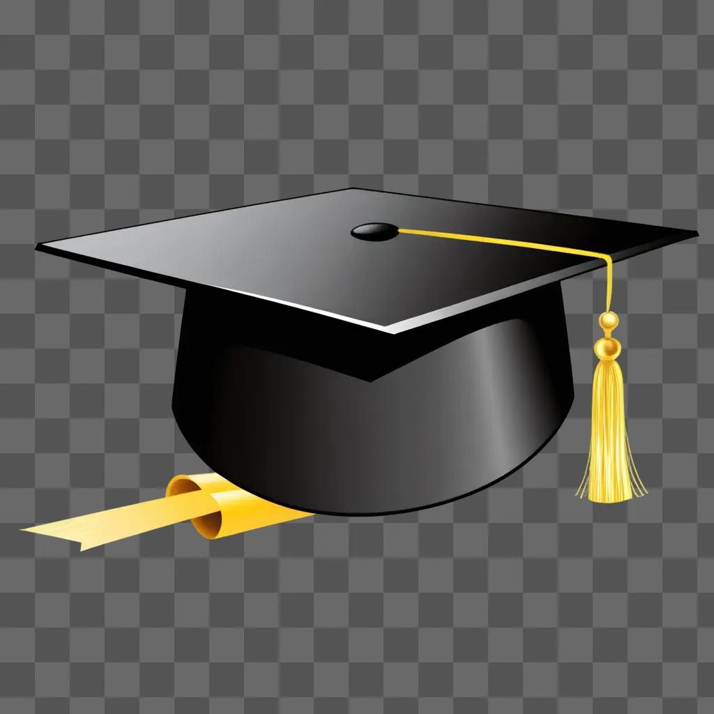 Graduation hat clipart shows a yellow tassel