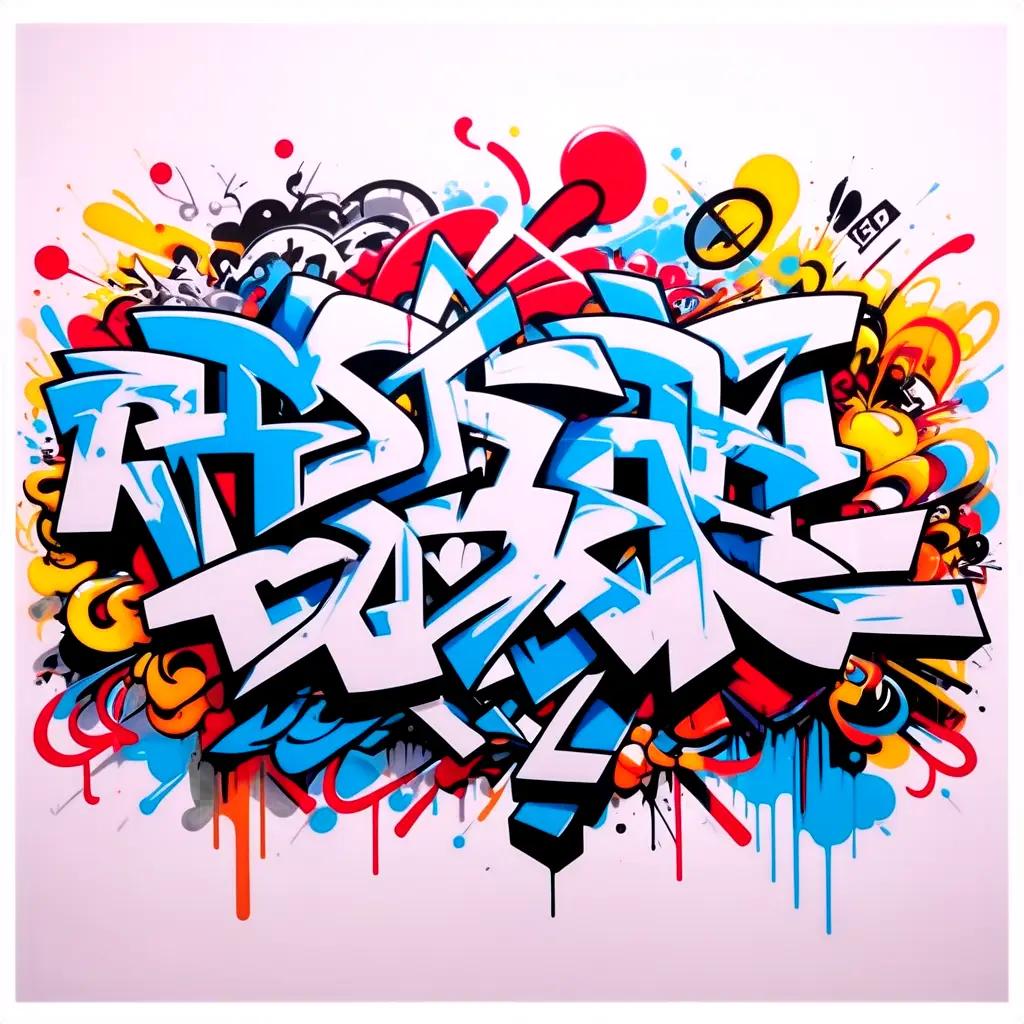 Graffiti art with various colors and splashes