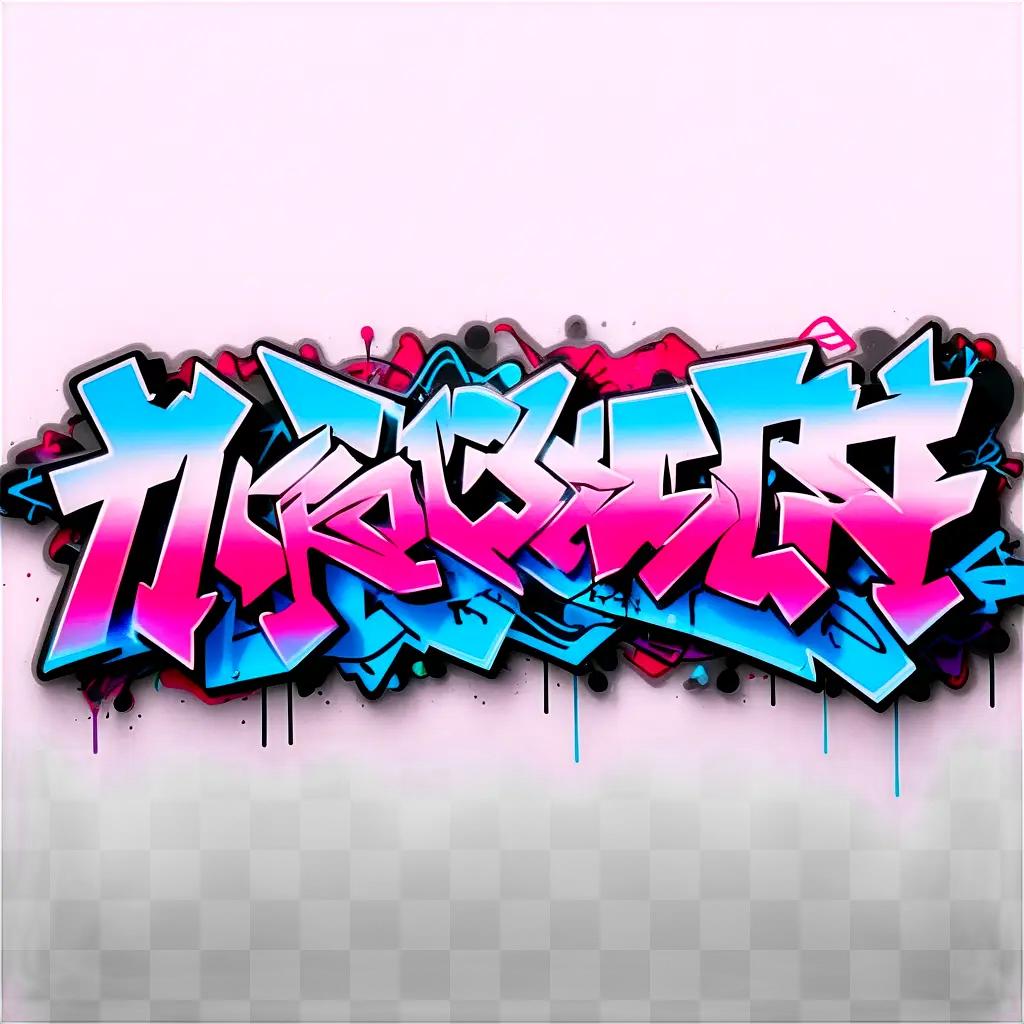 Graffiti in a transparent background with pink and blue colors