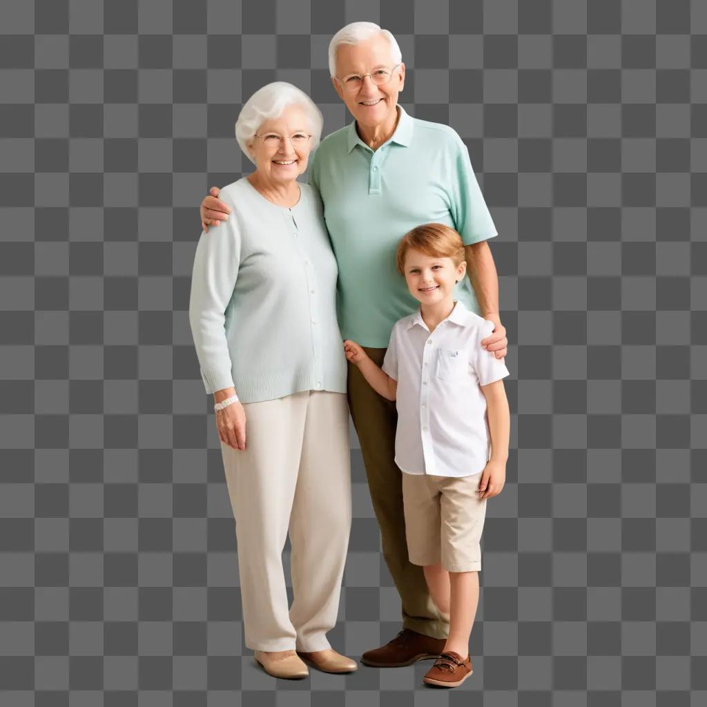 Grandparents pose for a family photo