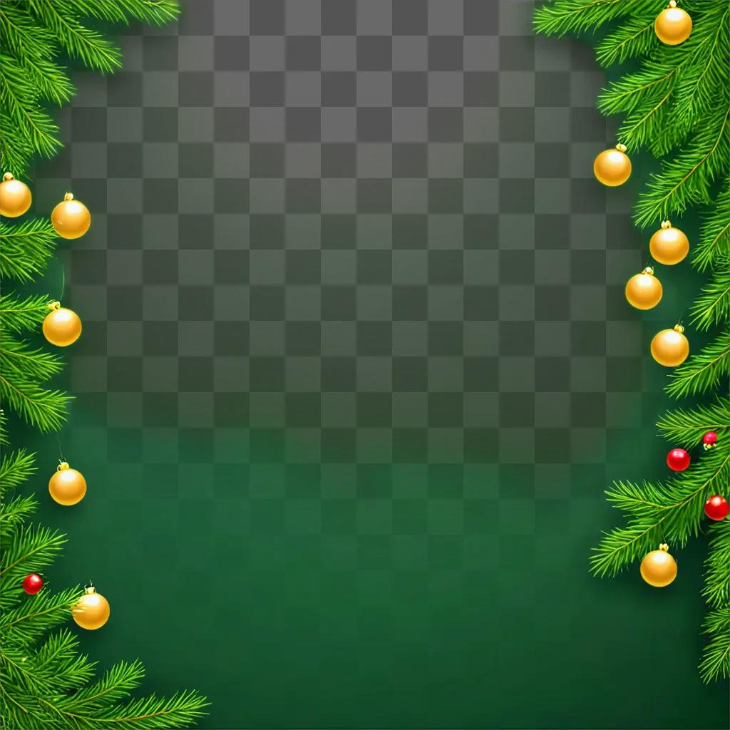 Green Christmas background with ornaments