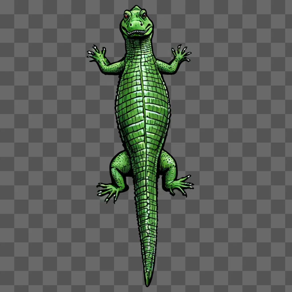 Green alligator on a green background