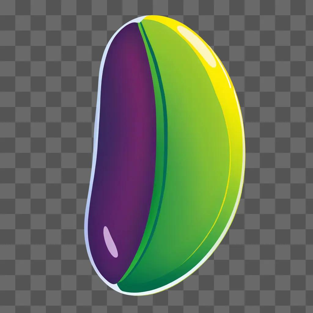 Green and purple bean with neon glow