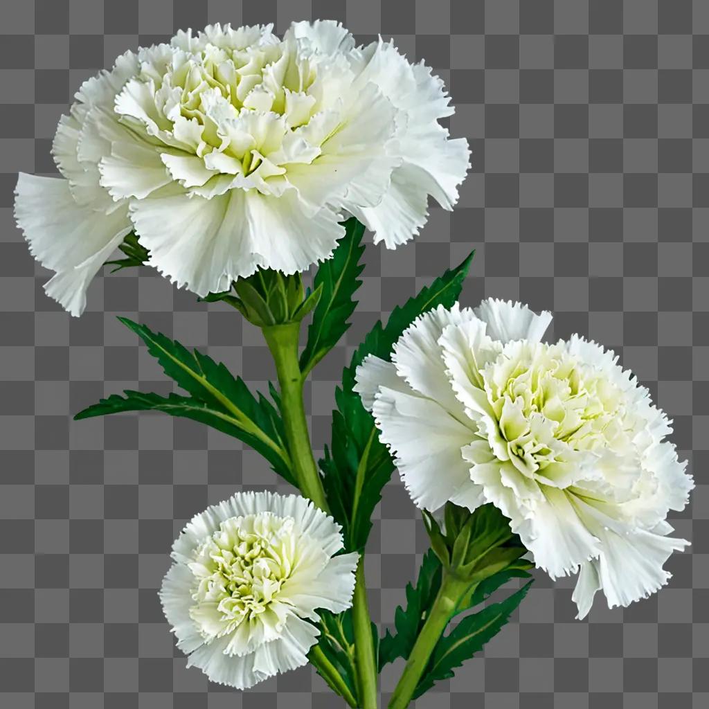 Green and white carnations in a vase