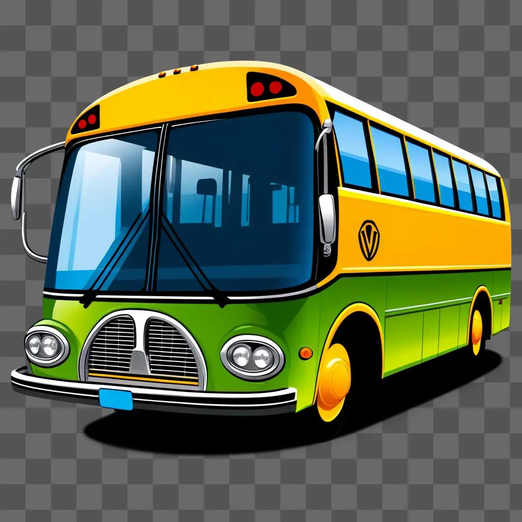 Green and yellow bus clipart design