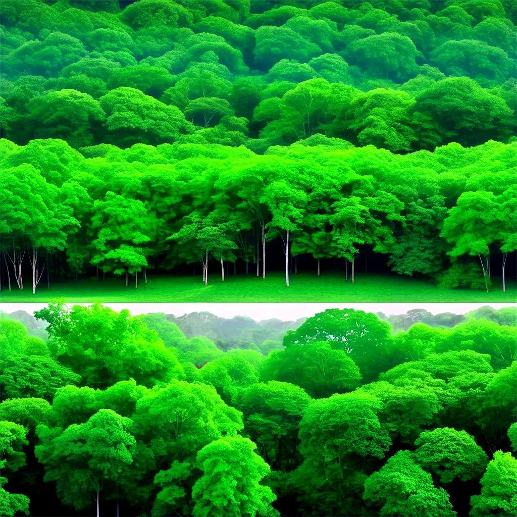 木々と空と森の緑の背景