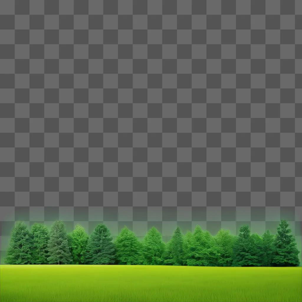 木々のラインと緑の背景