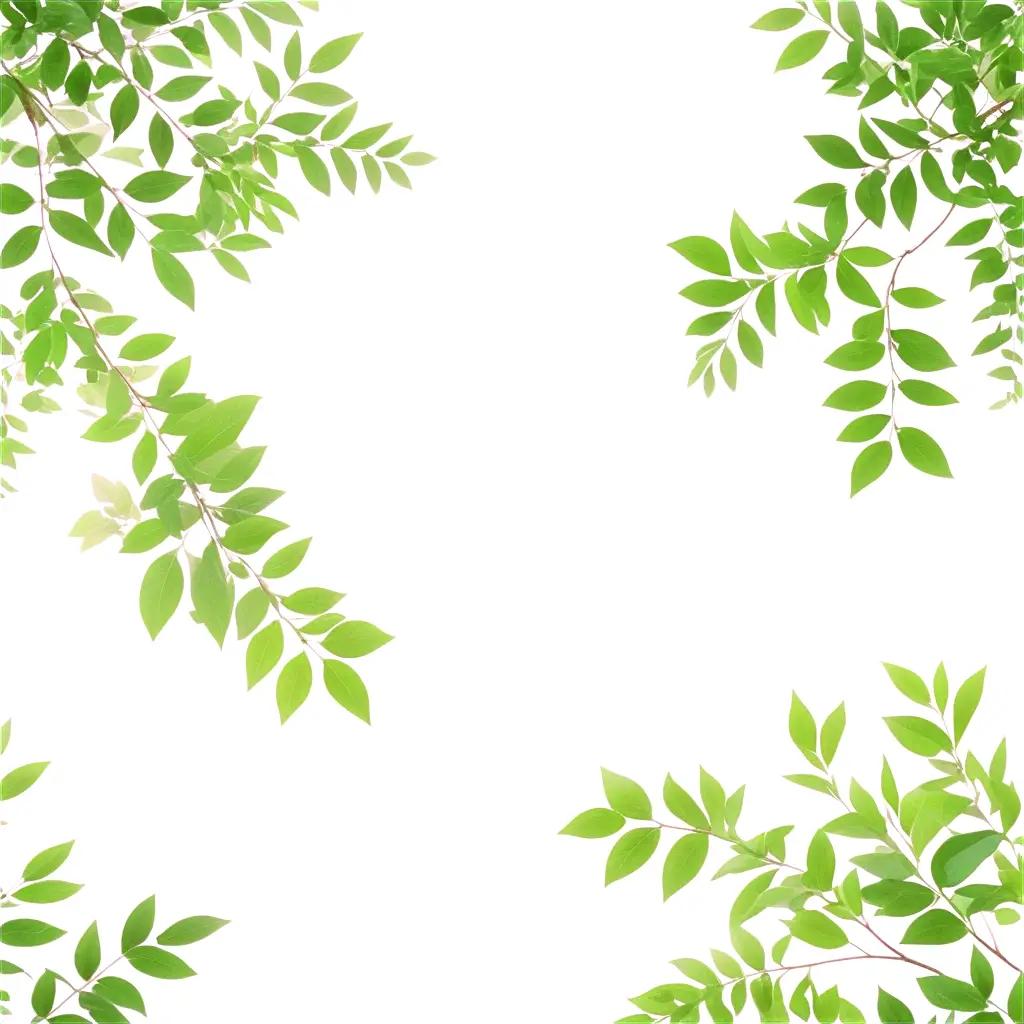 Green bush leaves against a white background