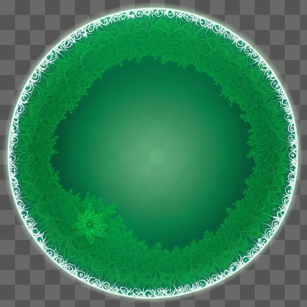 Green circle with white floral design