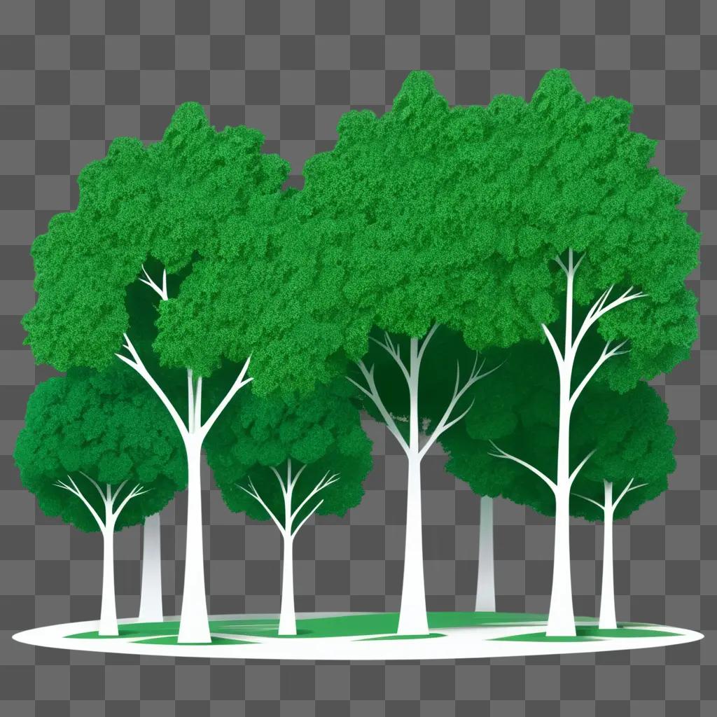 Green clipart of a group of trees