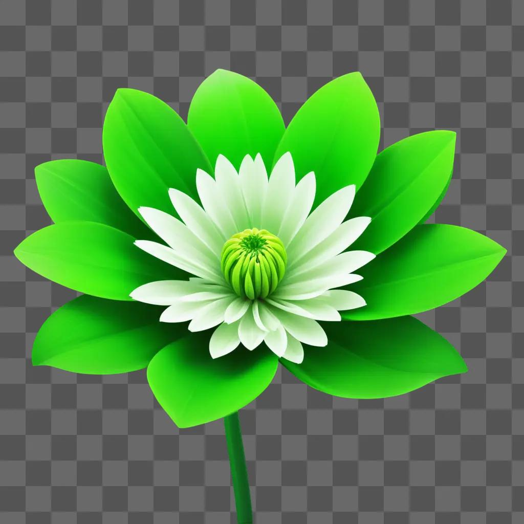 Green flower with leaves in a circle