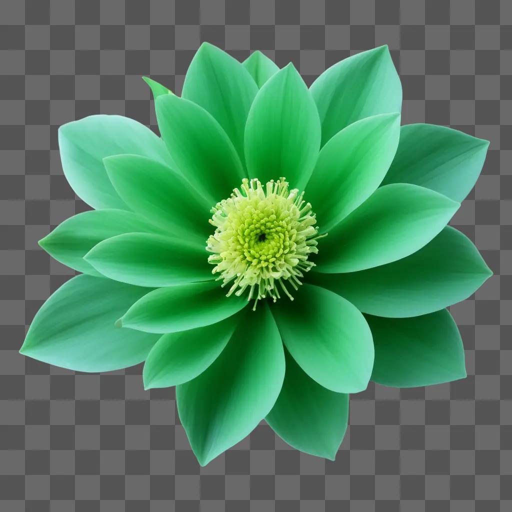 Green flower with white center in a dark green background