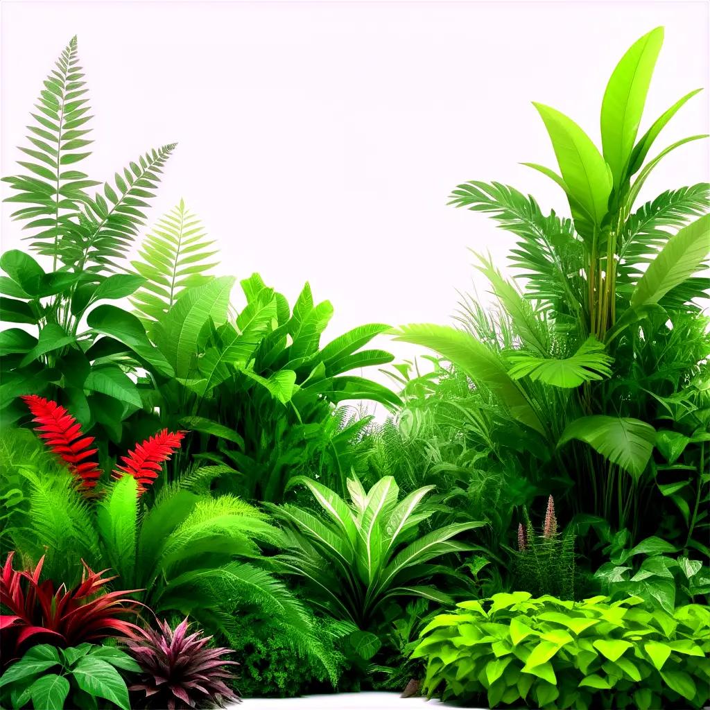 Green foliage in a tropical jungle setting