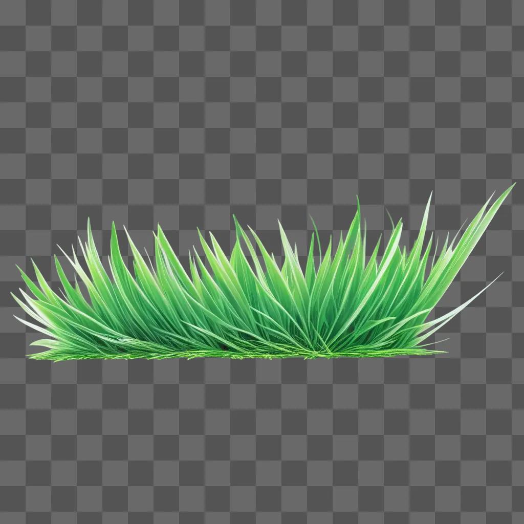 Green grass blade shines bright on a green background