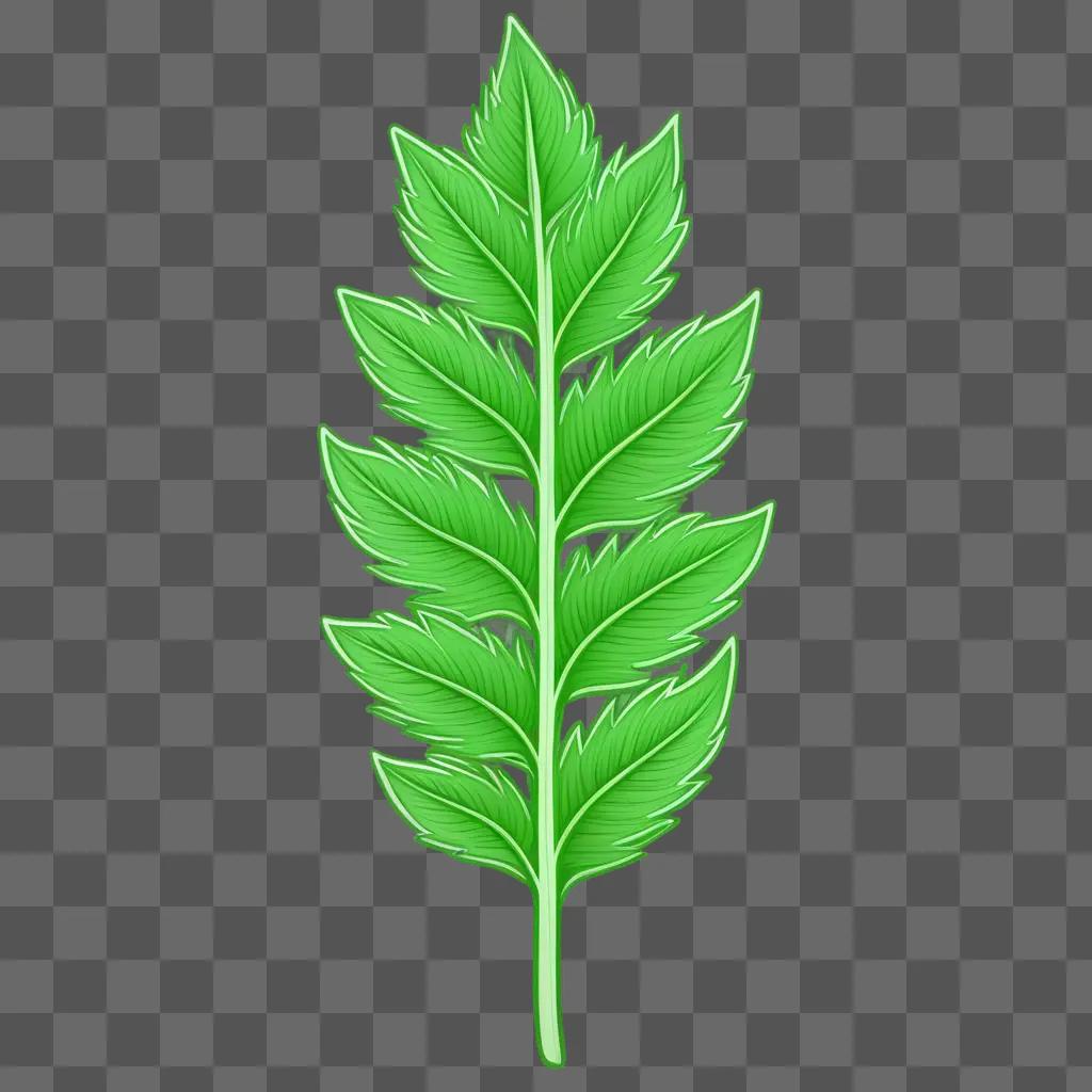 Green leaf with seed clipart on green background