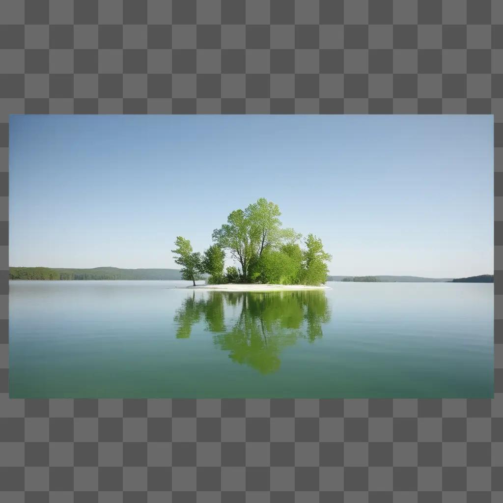 Green leaves on a tree in a body of water