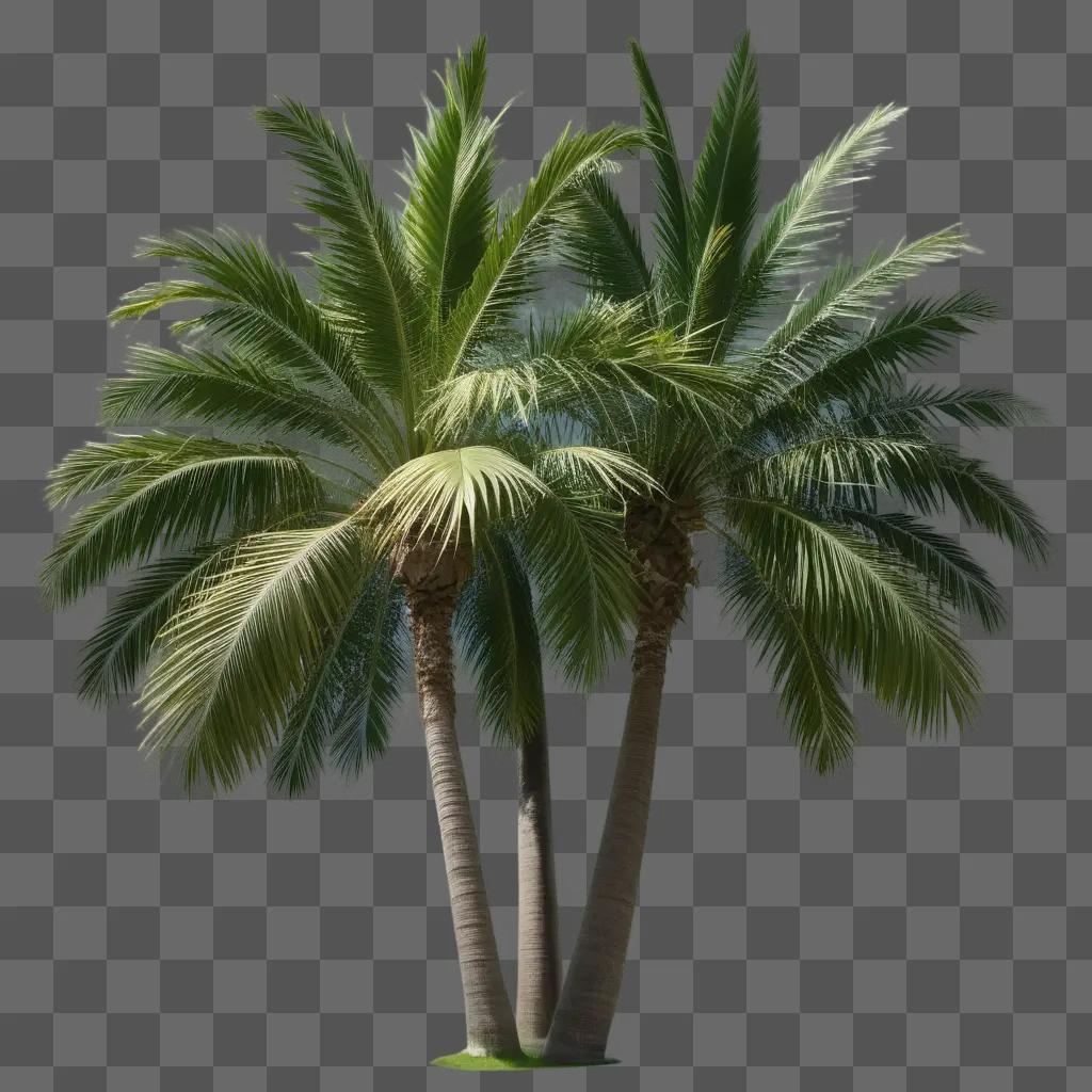 Green palm trees on a green background