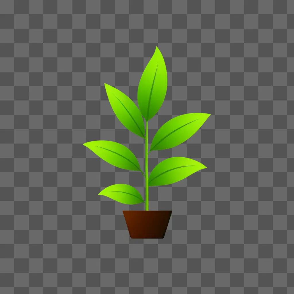 Green plant clipart illuminated on green background