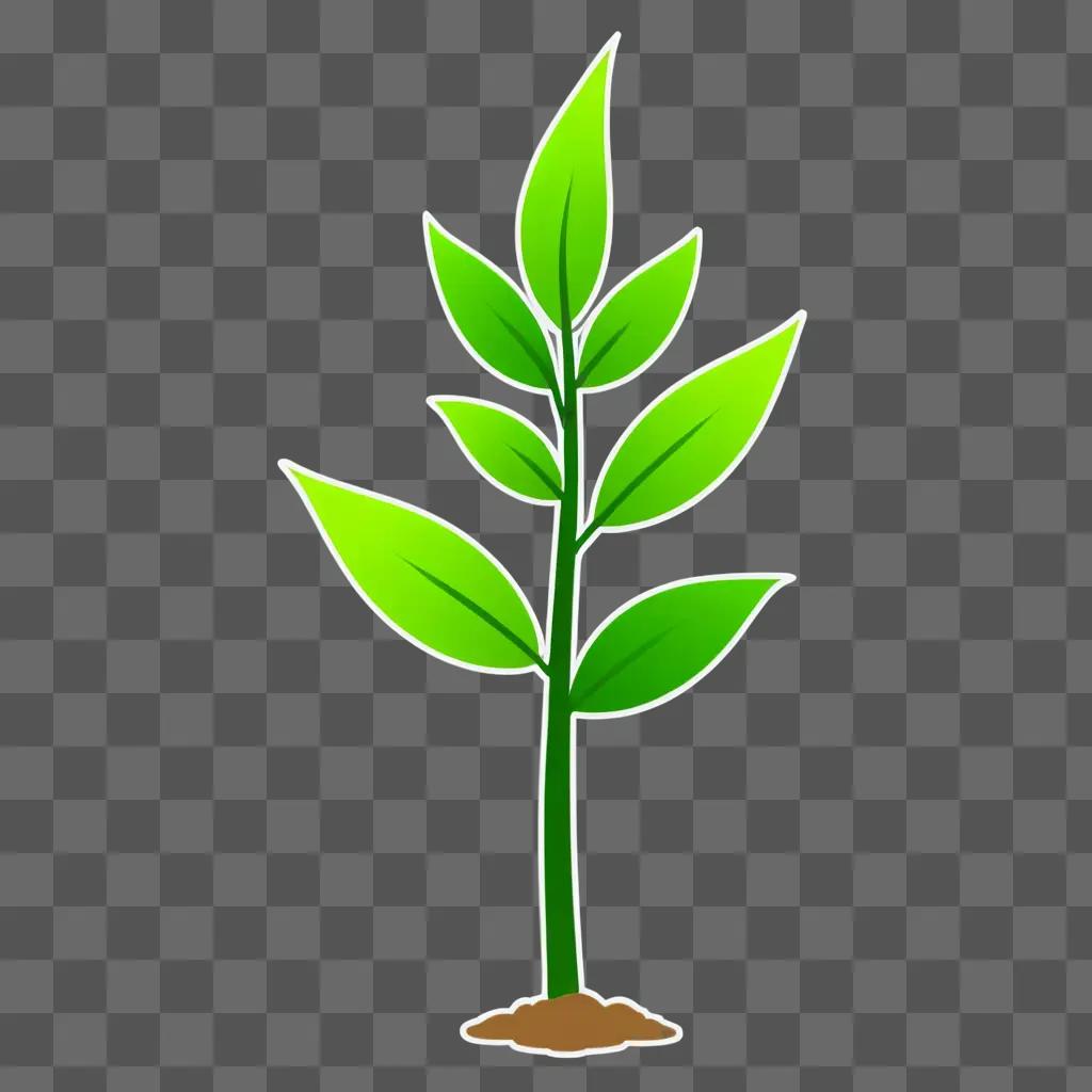 Green plant clipart with glowing leaves