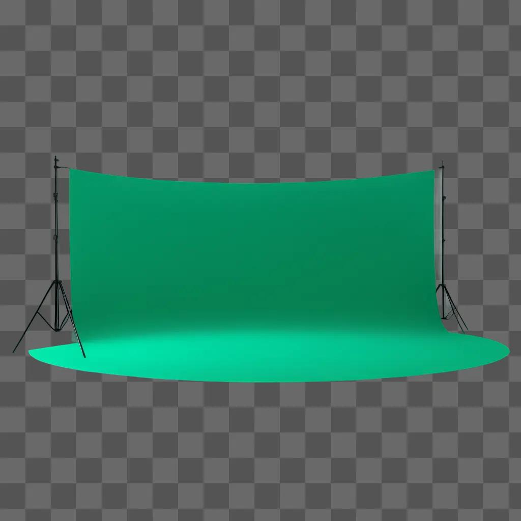 Green screen photo set on studio with lights