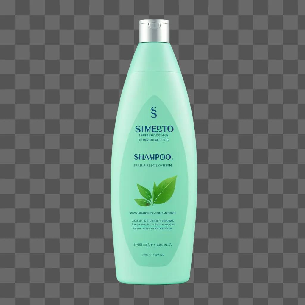 Green shampoo bottle with green leaves