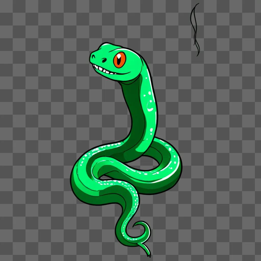 Green simple snake drawing against a green background