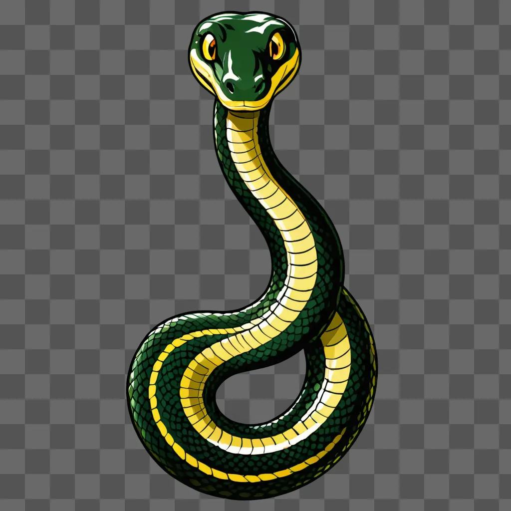 Green snake drawing on green background