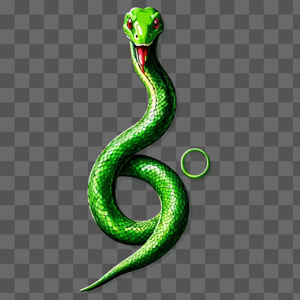 Green snake drawing on side of green background