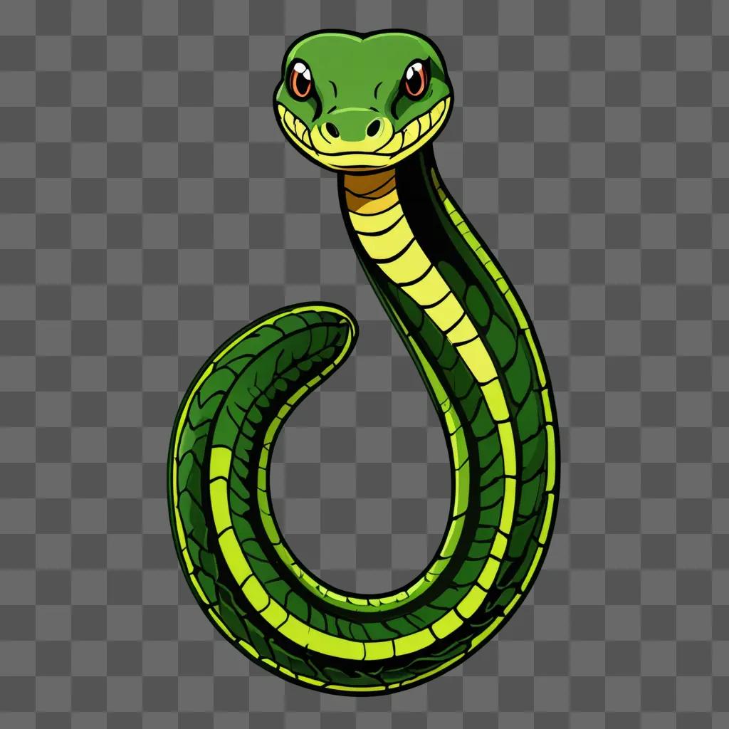 Green snake drawing with a green and yellow body