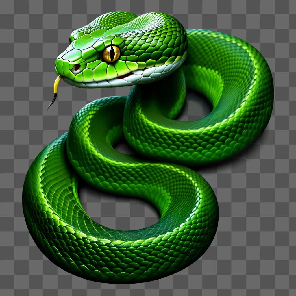 Green snake drawing with realistic details