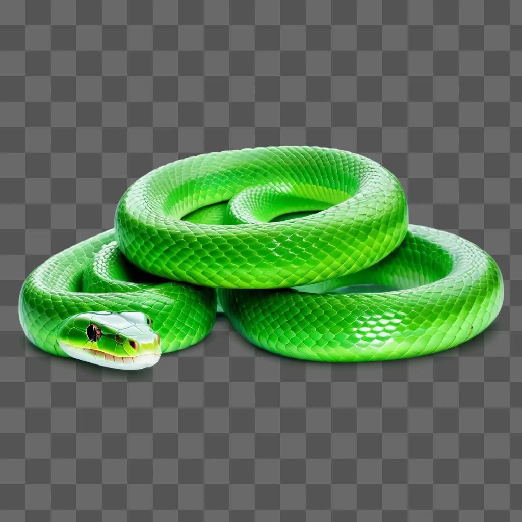 Green snake with head transparent on a green background