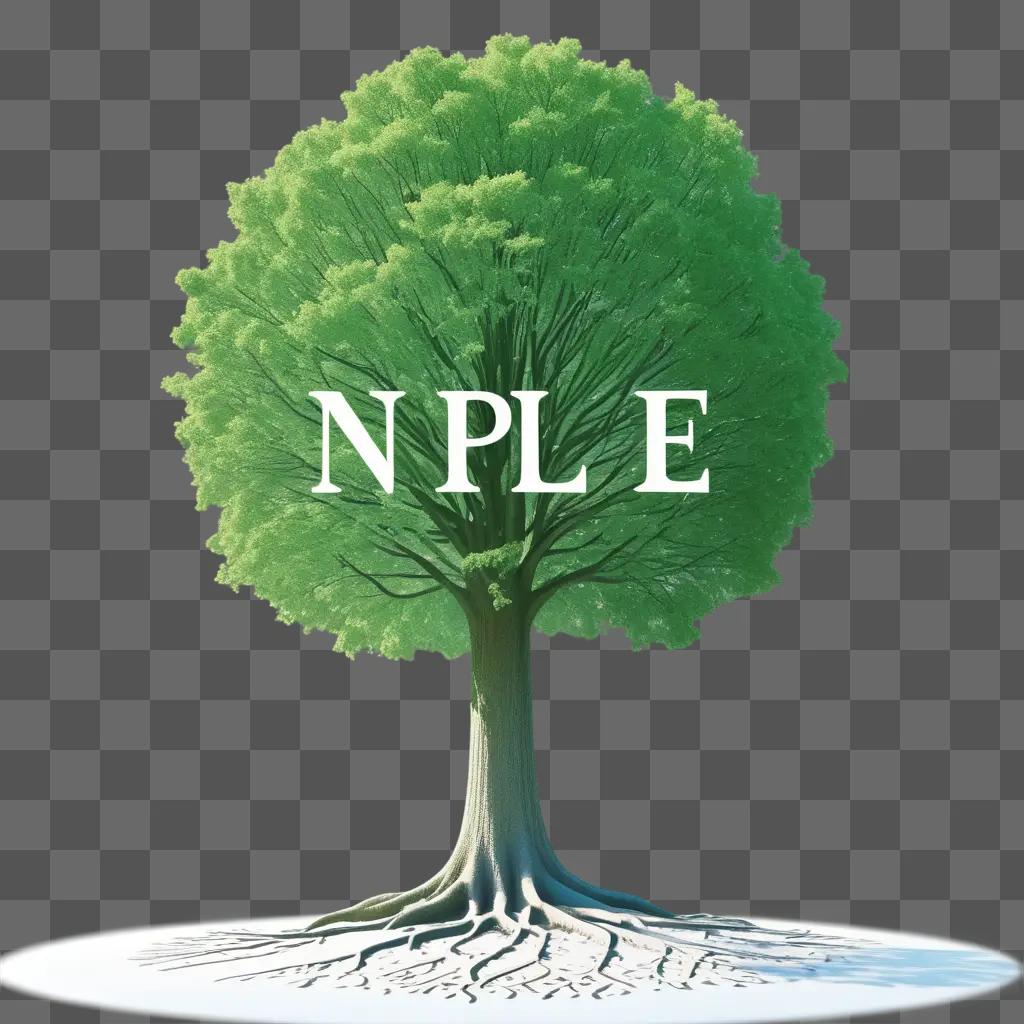 Green tree with roots and word niple