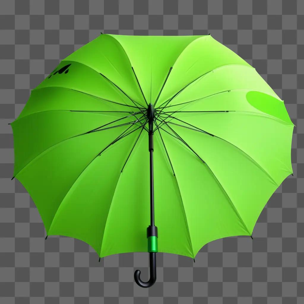 Green umbrella emoji with black handle and black top