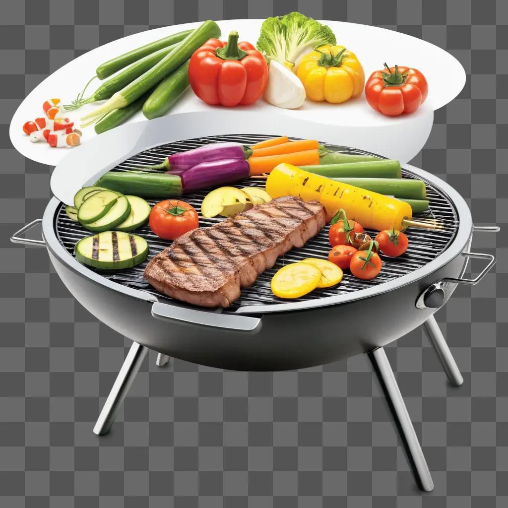 Grilled meat and vegetables with vegetables on a grill