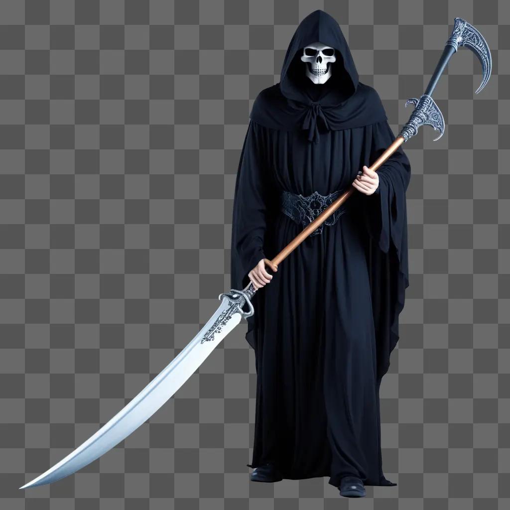 Grim Reaper in a black robe holding a sword