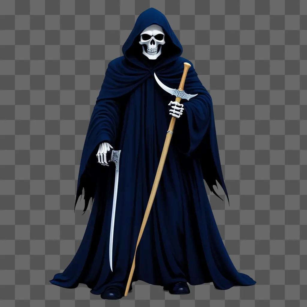 Grim Reaper with a sword and a staff