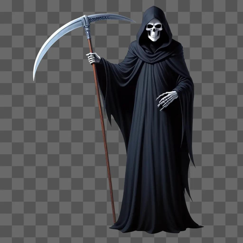 Grim reaper with a scythe and a black robe