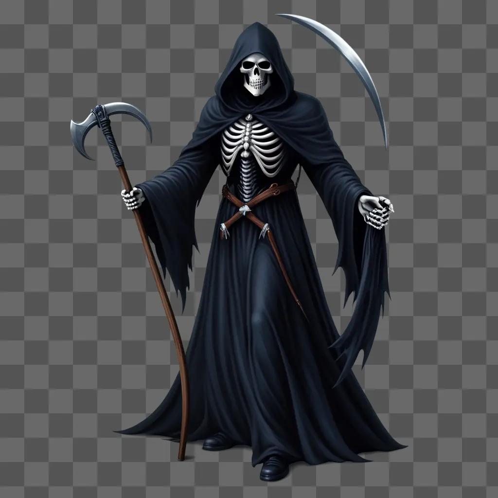 Grim reaper with a sword and a shield