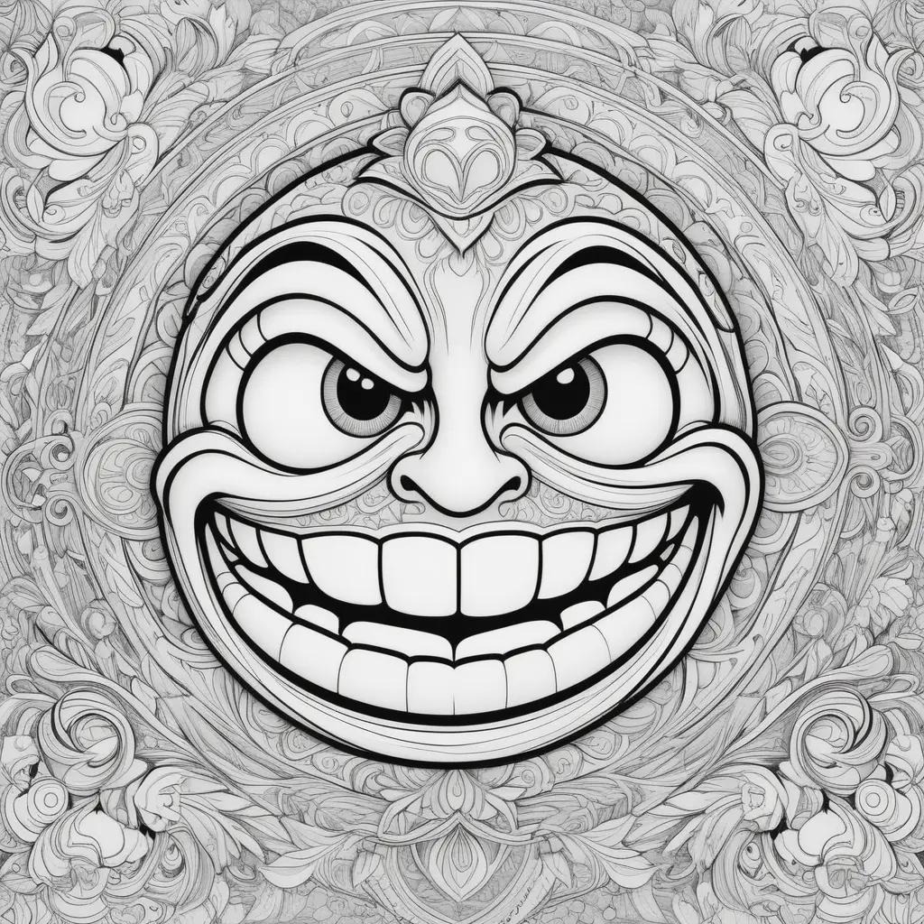 Grimace coloring pages: a black and white illustration of a smiling face