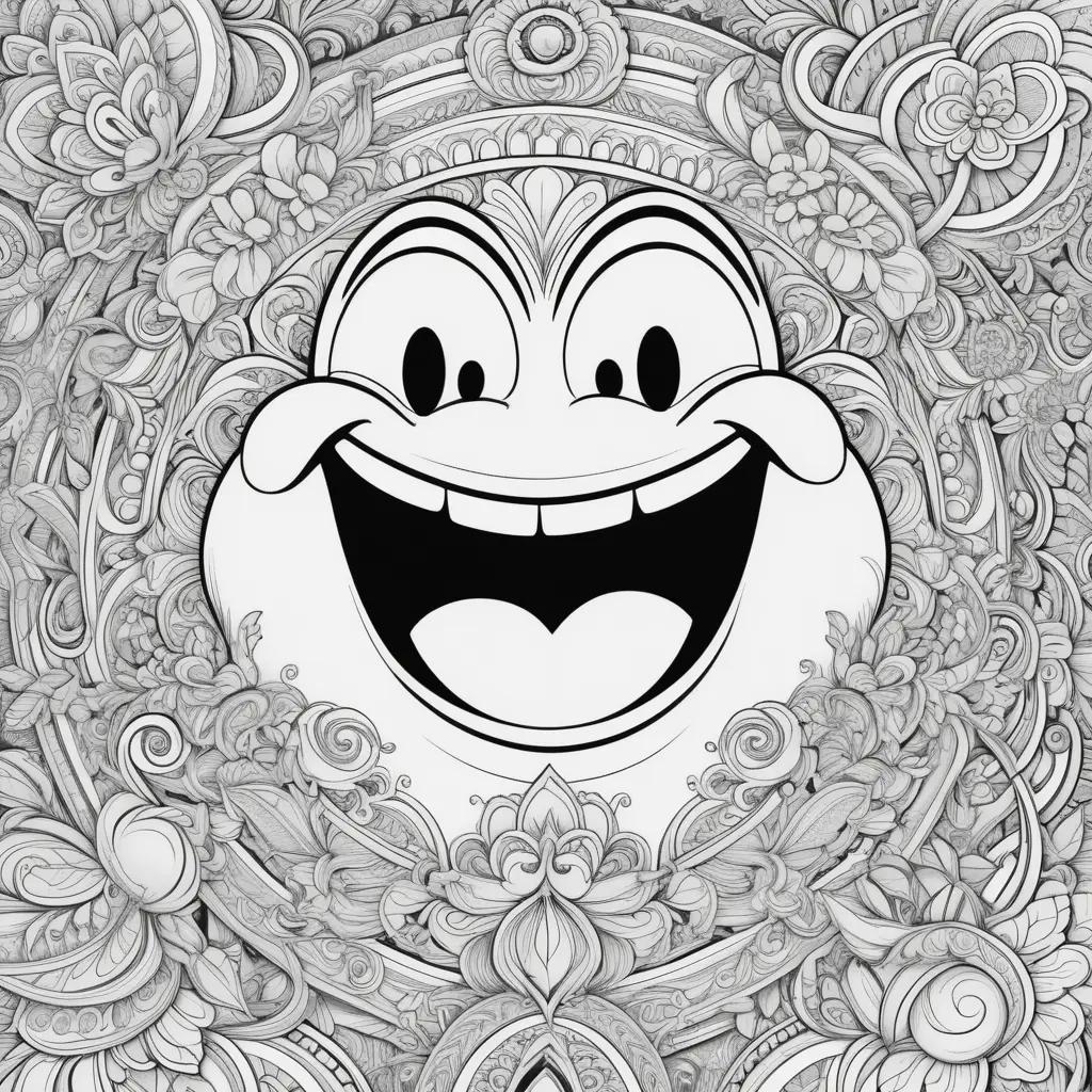 Grimace coloring pages featuring a smiling cartoon face